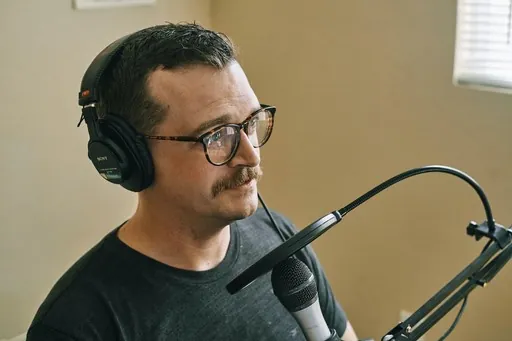 Podcast studio with professional equipment
